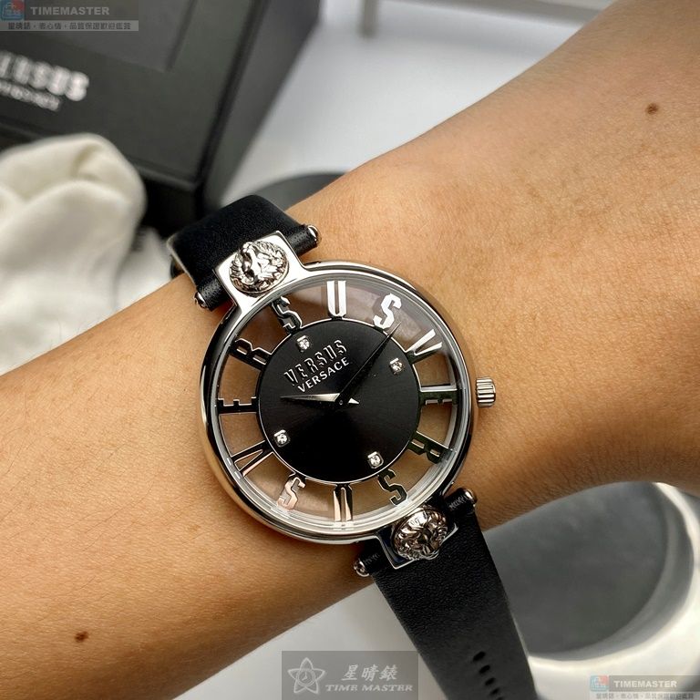 [星晴錶業]VERSUS VERSACE手錶,36mm,VV00089銀色錶面銀錶殼深黑色真皮皮革錶帶款, , large