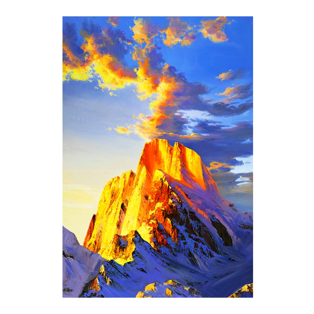 【御畫房】日照金山 國家一級畫師手繪油畫60×90cm(VF-101), , large