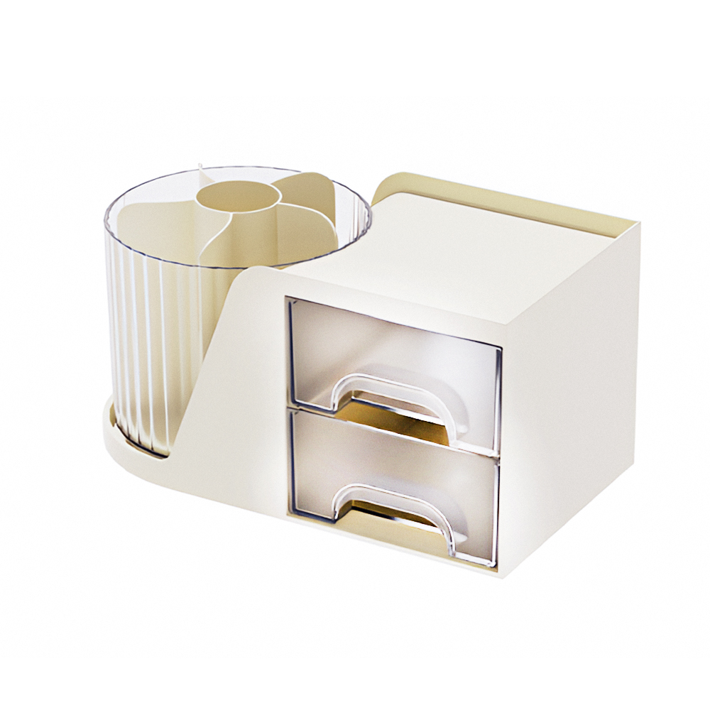 【上手家居】旋轉收納桶 奶油白(刷具收納/文具收納盒/桌上收納盒/筆筒), , large