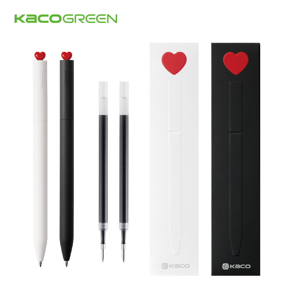 【KACO】初心0.5黑色旋轉中性筆組  黑筆 筆芯 立體愛心 旋轉式 告白 禮物 情人 高顏質 筆記 手帳*暗戀黑, , large