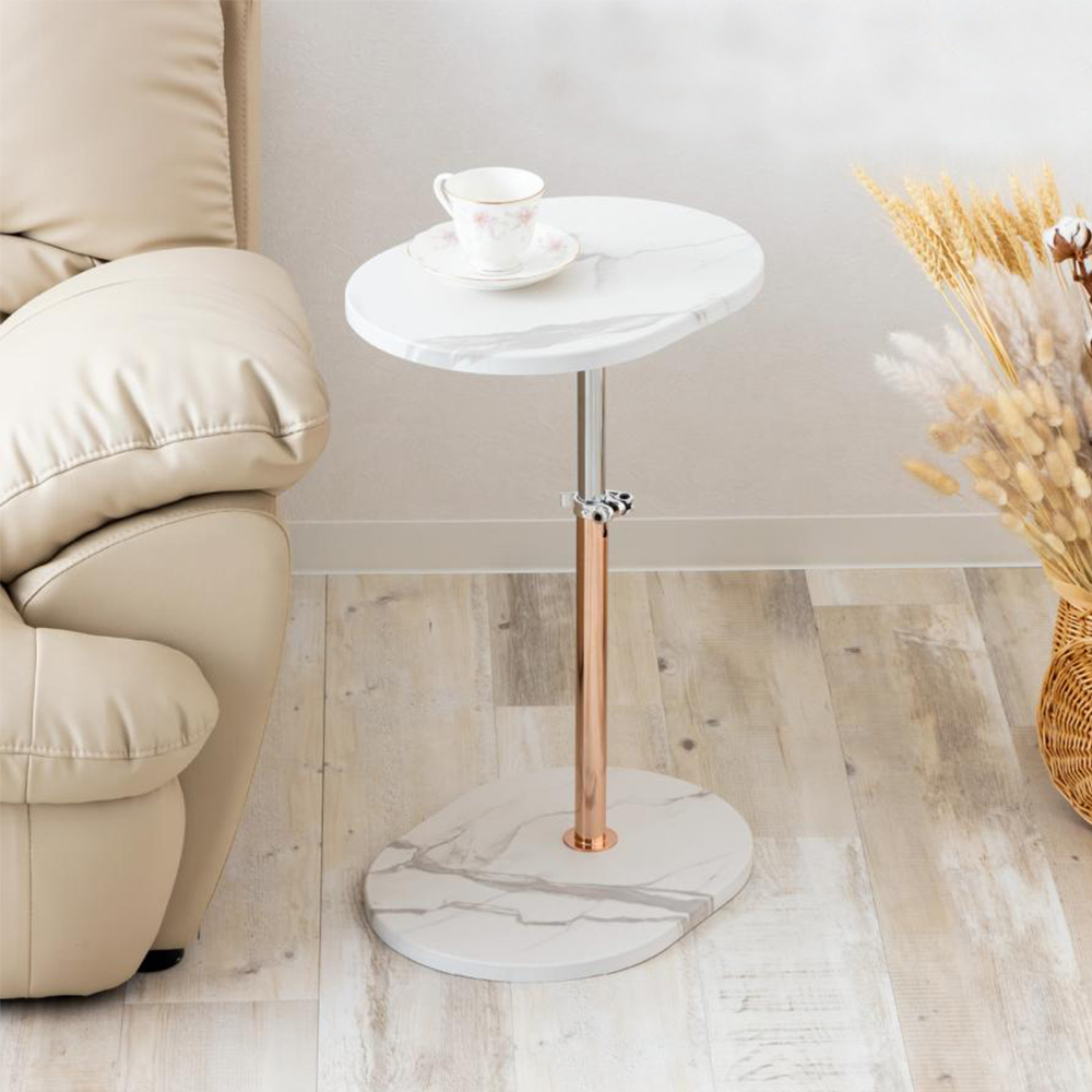 《C&B》耀眼玫瑰金橢圓升降邊桌/台灣生產, , large