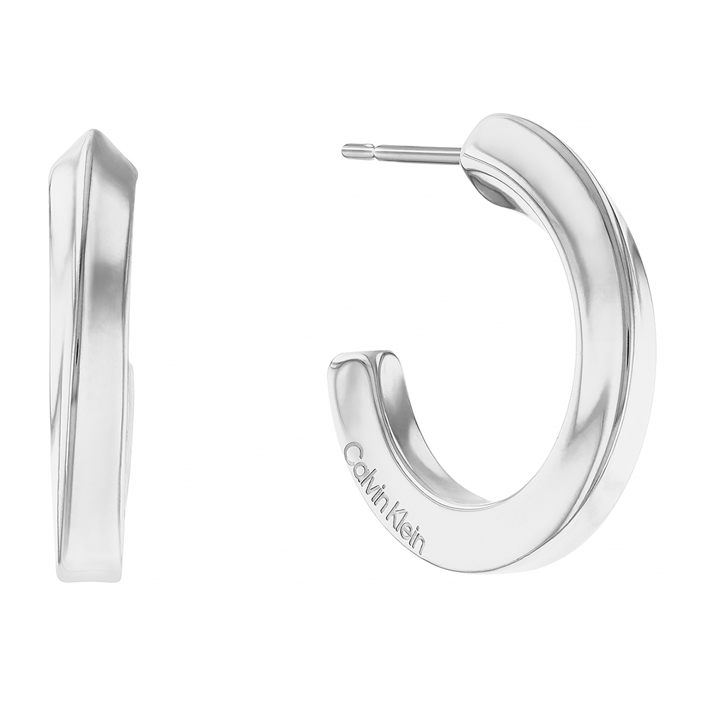 Calvin Klein CK TWISTED RING 扭紋環形耳環 送禮推薦-銀 35000310, , large