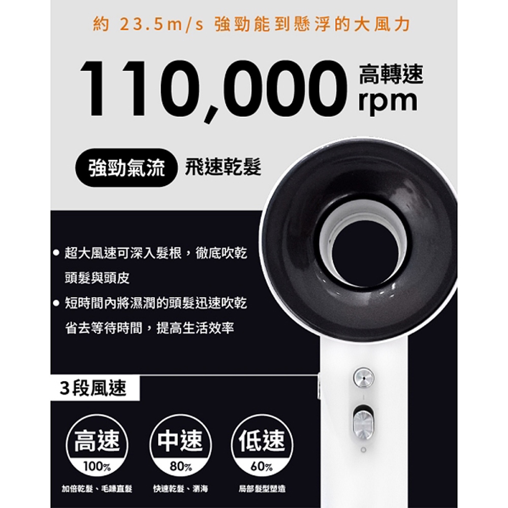 ISITO High-Speed Negative Ion Hair Dryer Three Speeds Four Temperatures Long Press Cold Wind 500g Lightweight Magnetic Nozzle IS-23E09D, , large