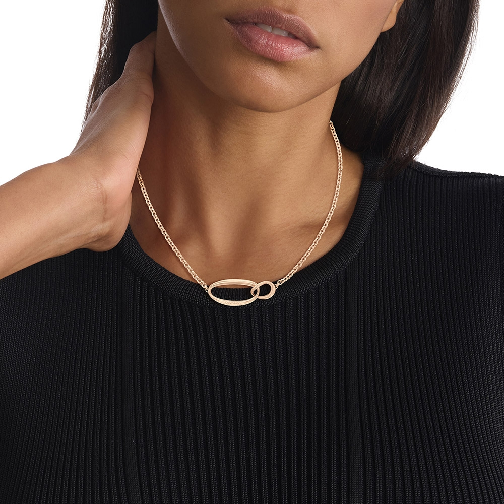 Calvin Klein CK Organic Shapes 玫瑰金項鍊 送禮推薦 35000355, , large