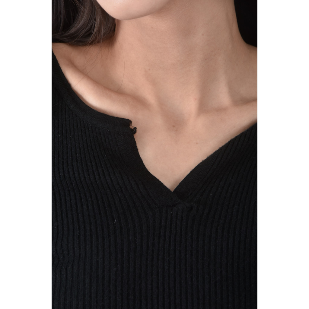 (S) V領黑色長袖上衣二手衣, , large