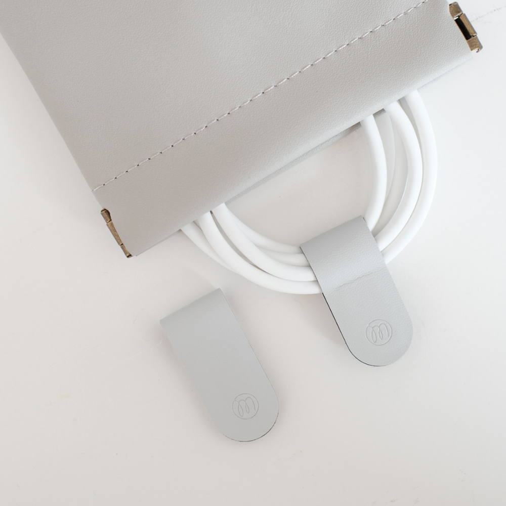 [OneMore Co., Ltd.] OneMore Brand Customized Leather Magnetic Cable Strap (2-pack) Matte Gray, , large