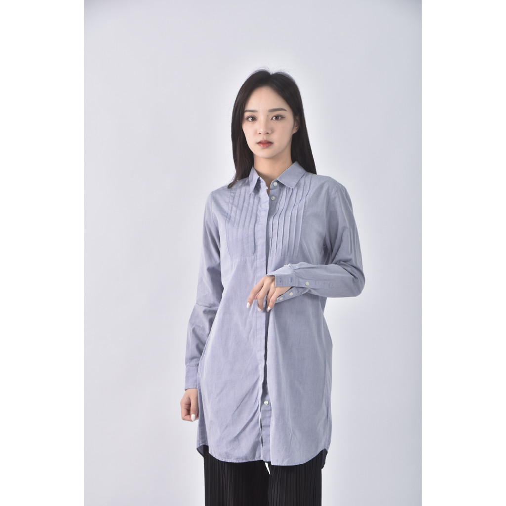 (S) mila owen西裝長版藍色襯衫上衣二手衣, , large