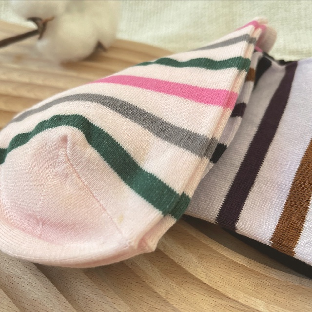 [Kaimei Cotton Industry] 10 pairs set, random and excellent, MIT made in Taiwan, combed cotton, women's version of right-angle socks, youthful stripes, , large