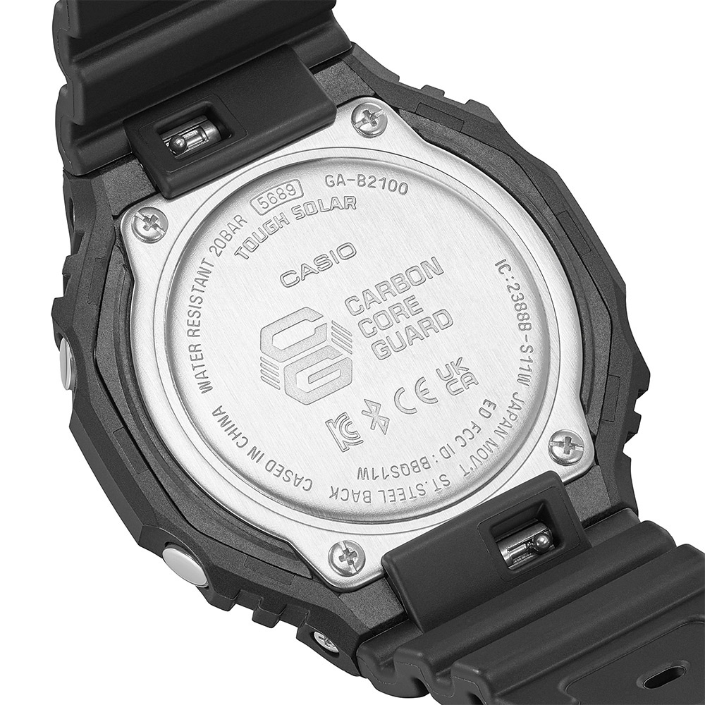CASIO 卡西歐 G-SHOCK 極簡八角 太陽能電力智慧藍牙手錶 GA-B2100-1A, , large
