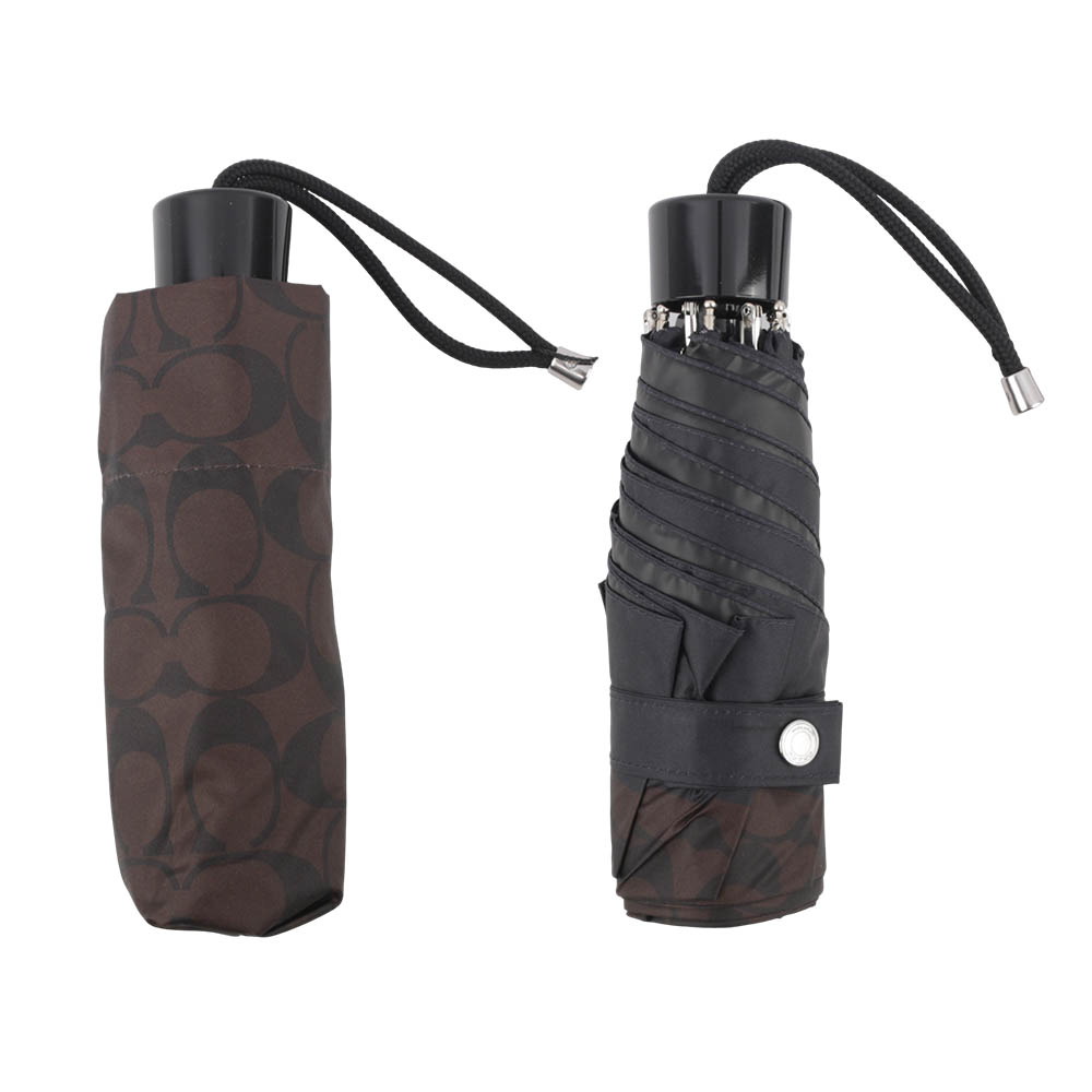 COACH CC Logo 滿版標誌環保材質迷你雨傘/巧克力色, , large