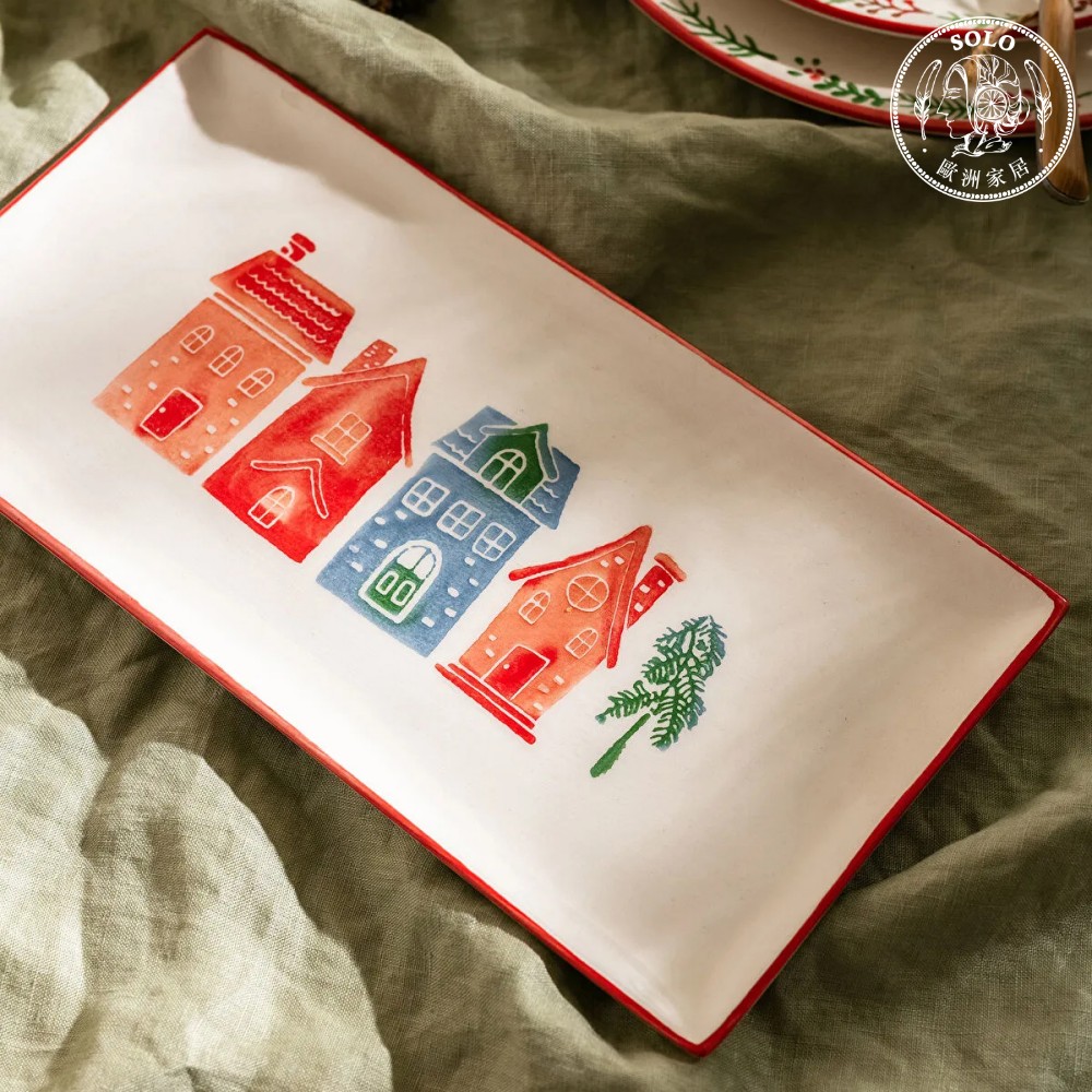 【SOLO歐洲家居】LCW Home 土耳其製 29x15cm 歐洲小屋 長盤 點心盤 甜點盤 飾品盤 聖誕節, , large