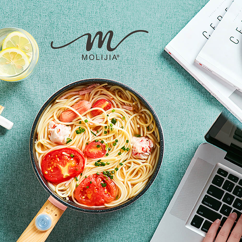 【MOLIJIA 魔力家】1.6L-M18多功能美食料理不沾電火快煮烹飪鍋-黑木紋, , large