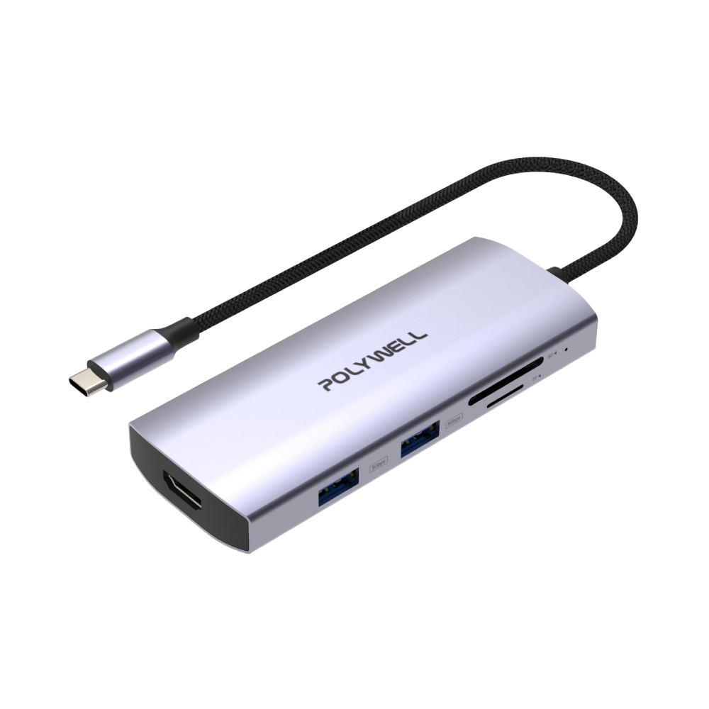 【POLYWELL】Type-C九合一多功能集線器 HUB 100W PD快充 10G HDMI SD, , large