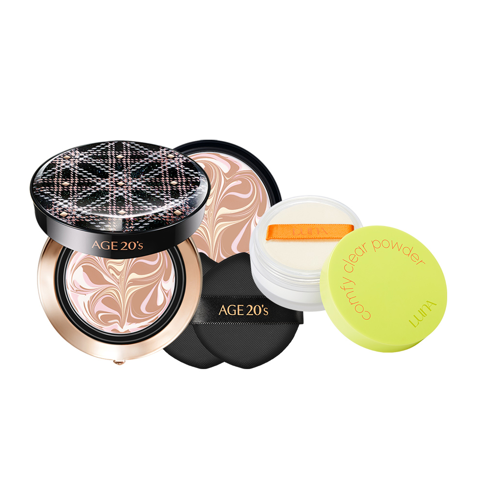 AGE20’s Essence Cover Pact HQ SPF50+/PA++++ 21 Light Beige+LUNA COMFY CLEAR FINISH POWDER, , large