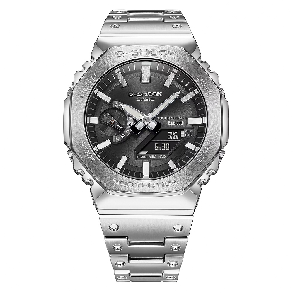 CASIO 卡西歐 G-SHOCK 全金屬 雙顯太陽能藍牙手錶 GM-B2100SD-1A, , large