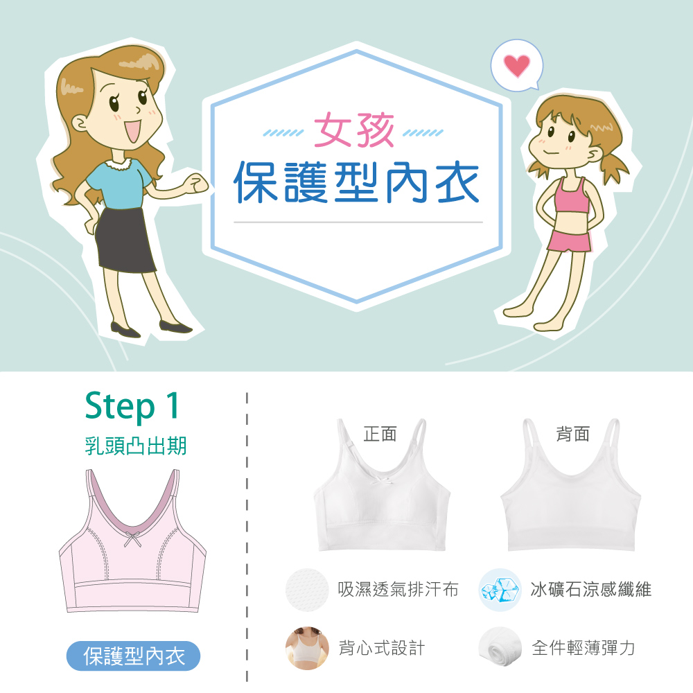【Clany 可蘭霓】 台灣製無鋼圈少女學生背心胸衣｜成長型內衣 S-2XL｜涼感透氣 吸濕排汗 8088-22 純淨白, , large