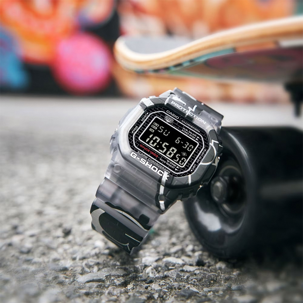 CASIO 卡西歐 G-SHOCK 街頭原創塗鴉藝術 經典方形電子錶  DW-5000SS-1, , large