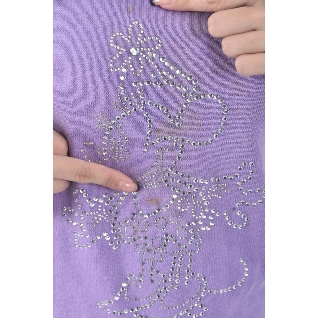 (S) disney吊帶棉質純棉貼鑽紫色上衣二手衣, , large