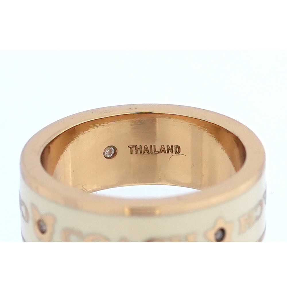 COACH 愛心及星星圖案琺瑯戒指/6號/白色/金色, 白色/金色, large