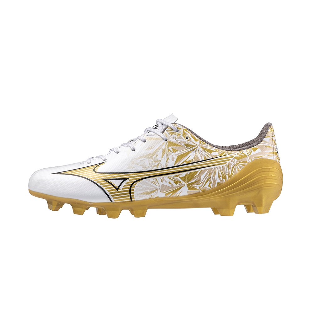 MIZUNO α SELECT Jr. 一般楦 兒童足球釘鞋 草地 白x金 P1GB246550 23FWO 【樂買網】, , large