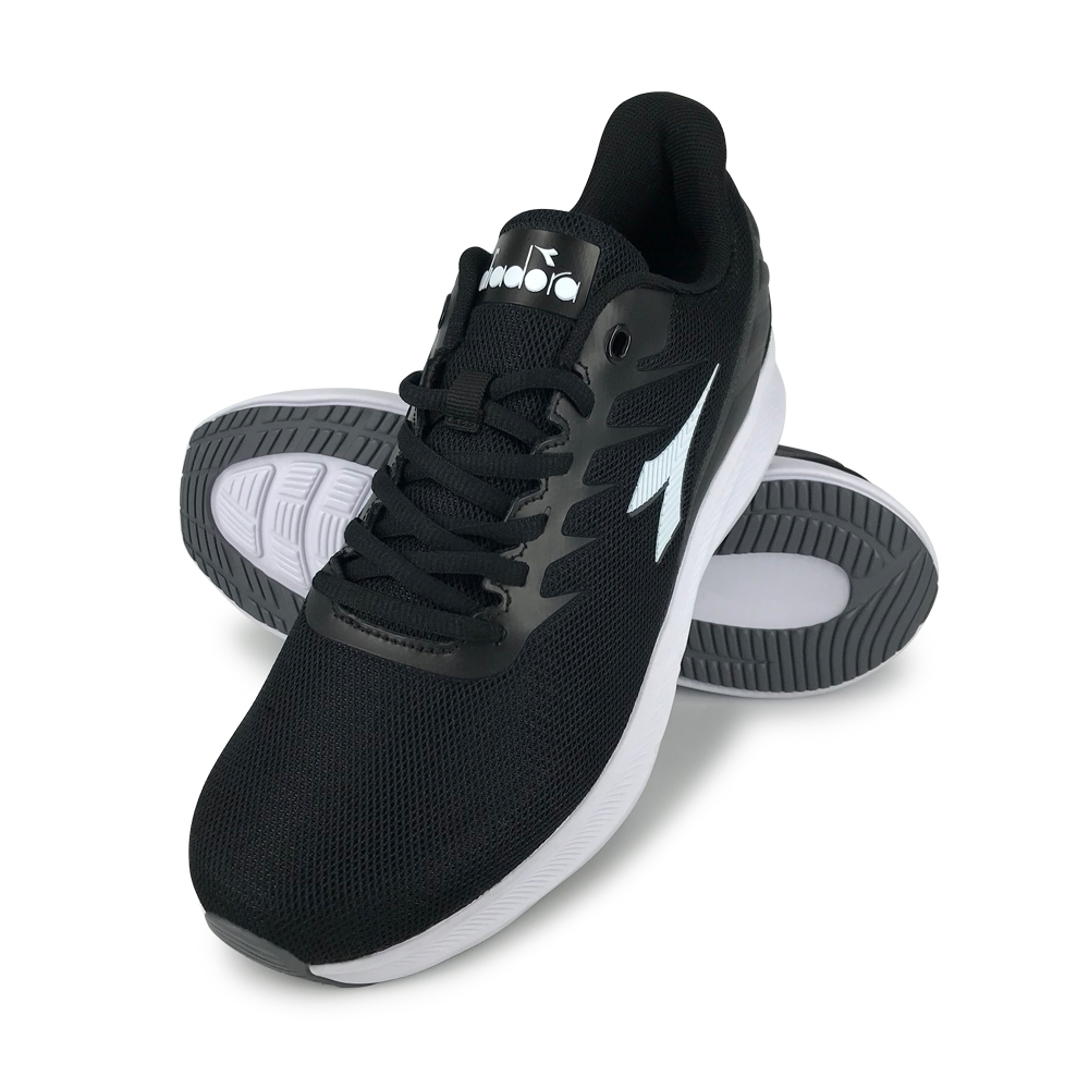 DIADORA迪亞多那 輕量專業慢跑男鞋 男運動鞋 慢跑鞋 寬楦 高腳背 反光 透氣 耐用 吸震 減壓 防滑 黑灰 藍紅, 黑灰,28, large