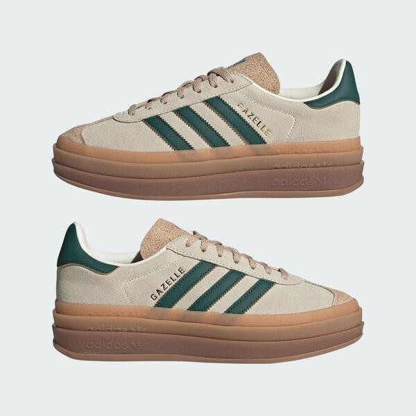 Kixpress-Adidas Gazelle Bold W 女 休閒鞋 運動 經典 三葉草 厚底 麂皮 榛果復古綠 [ID7056], , large