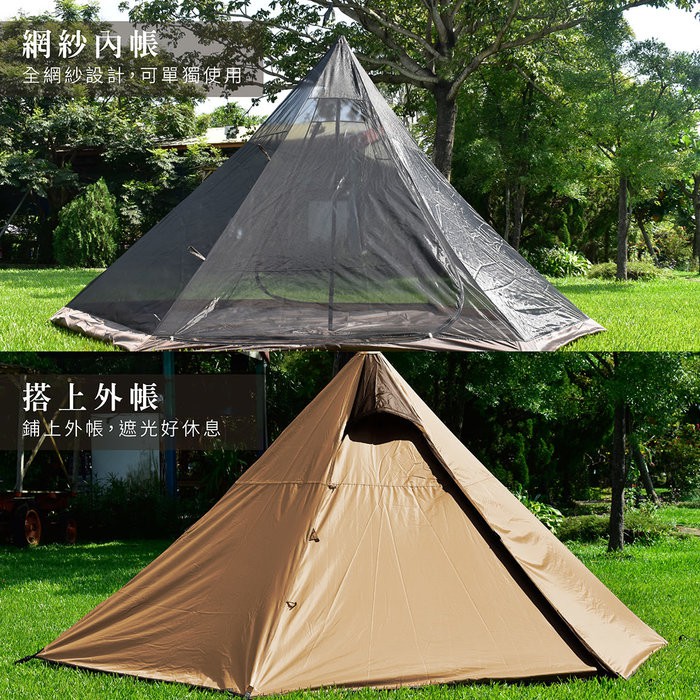 【Treewalker 萊茂】黑膠印地安帳 (4-6人), , large
