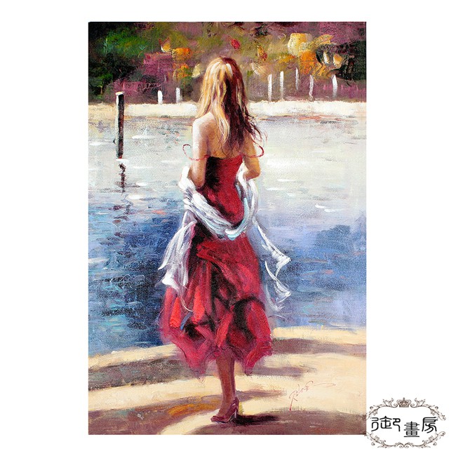 【御畫房】 手繪無框油畫-美麗佳人 60x90cm, , large