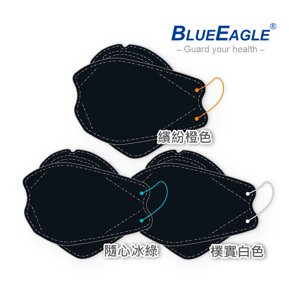【醫碩科技】藍鷹牌 N95醫用4D立體型成人口罩 極簡黑系列-橙色、冰綠、白色, 橙色、冰綠、白色, large