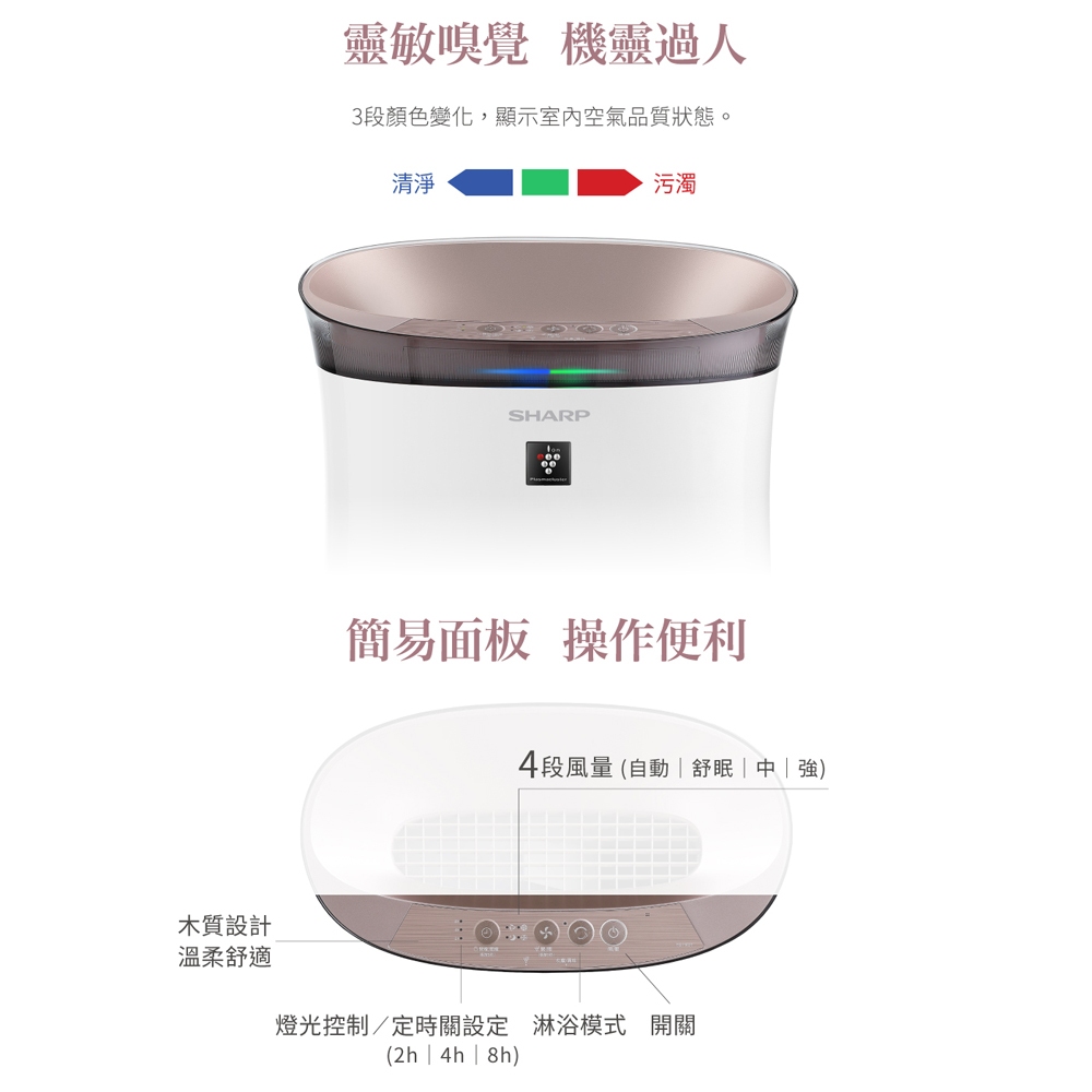 SHARP 夏普 9坪 自動除菌離子空氣清淨機 鳶茶棕 FU-H40T-T, , large