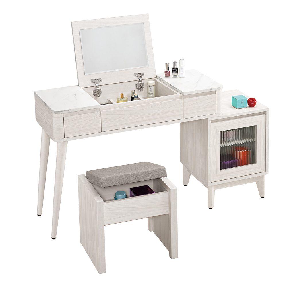 【Hampton 漢汀堡】慕多3.3尺伸縮掀鏡化妝台-含椅, , large