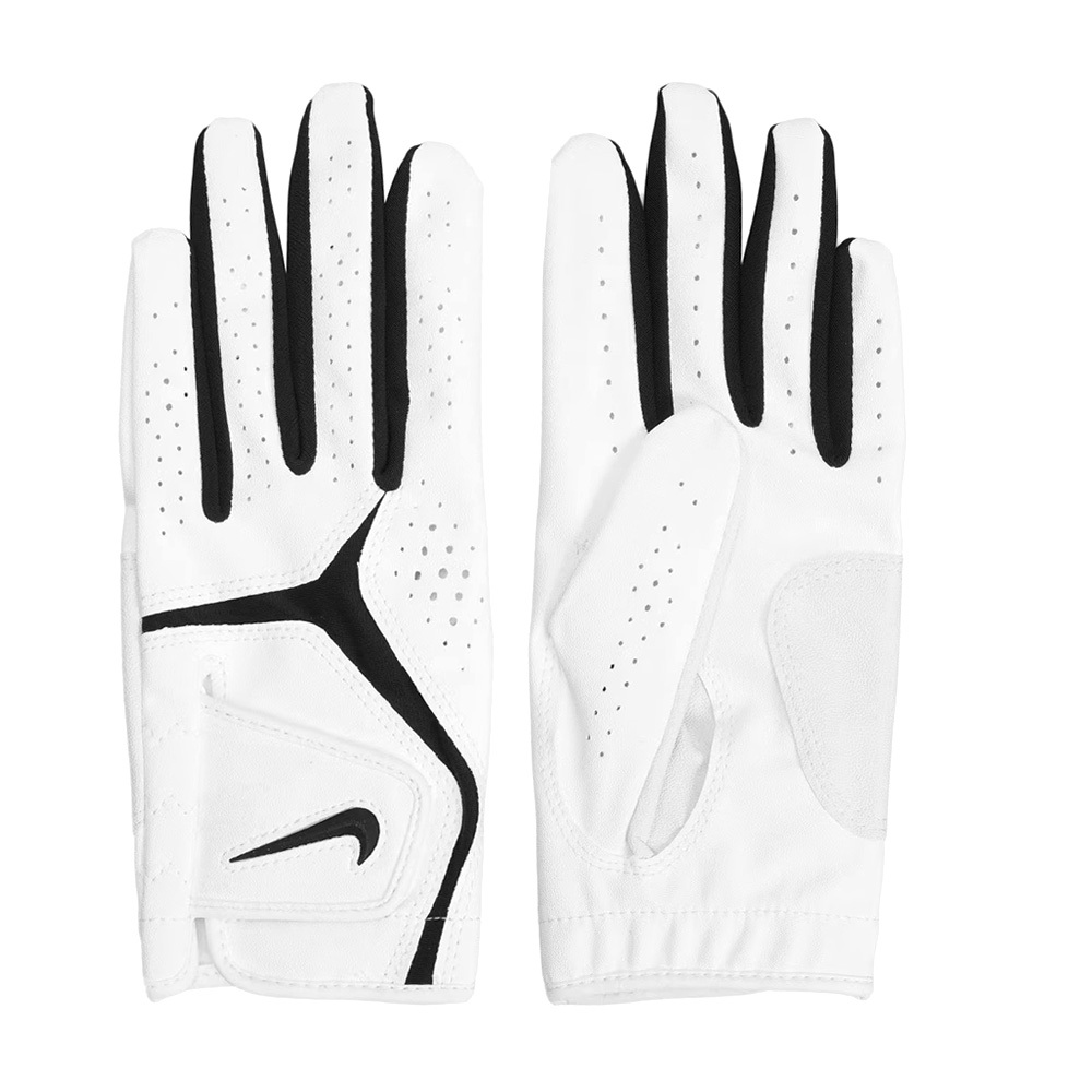 NIKE W DURA FEEL X GG 女子高爾夫手套(左手) 單入裝 合成皮 耐用 彈力 舒適 抓地力 手感 白黑, , large