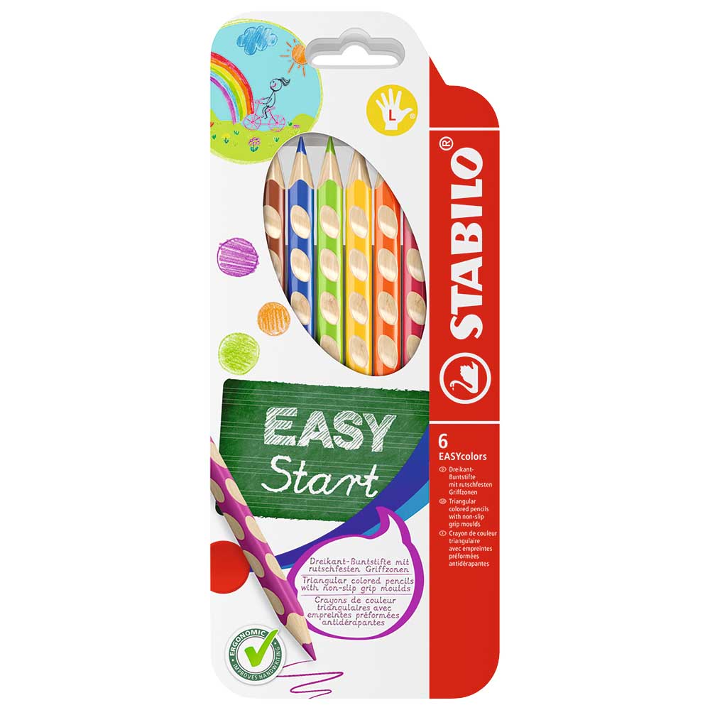 STABILO 德國 思筆樂 EASYcolors 人體工學思筆樂洞洞彩色鉛筆 左手 6色組/盒 ST331/6