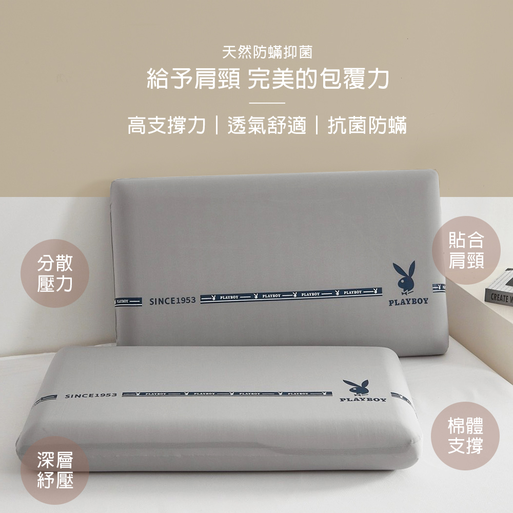 【PLAY BOY】零壓力涼感慢回彈記憶枕(止鼾枕/釋壓支撐/透氣好眠/太空記憶棉)灰色, , large