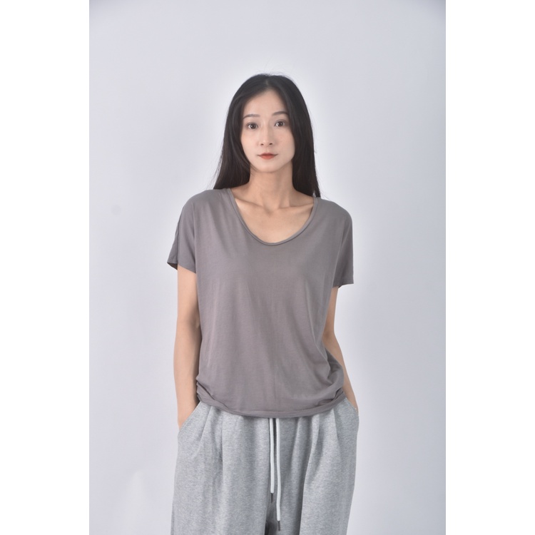 (S) uniqlo質感棉質純棉灰色短袖上衣二手衣, , large