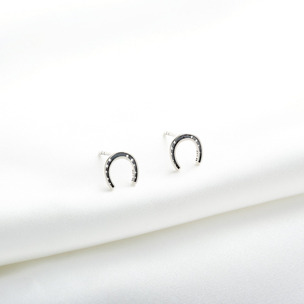 【Angel & Me】Lucky Horseshoe s925 sterling silver earrings Birthday gift, , large