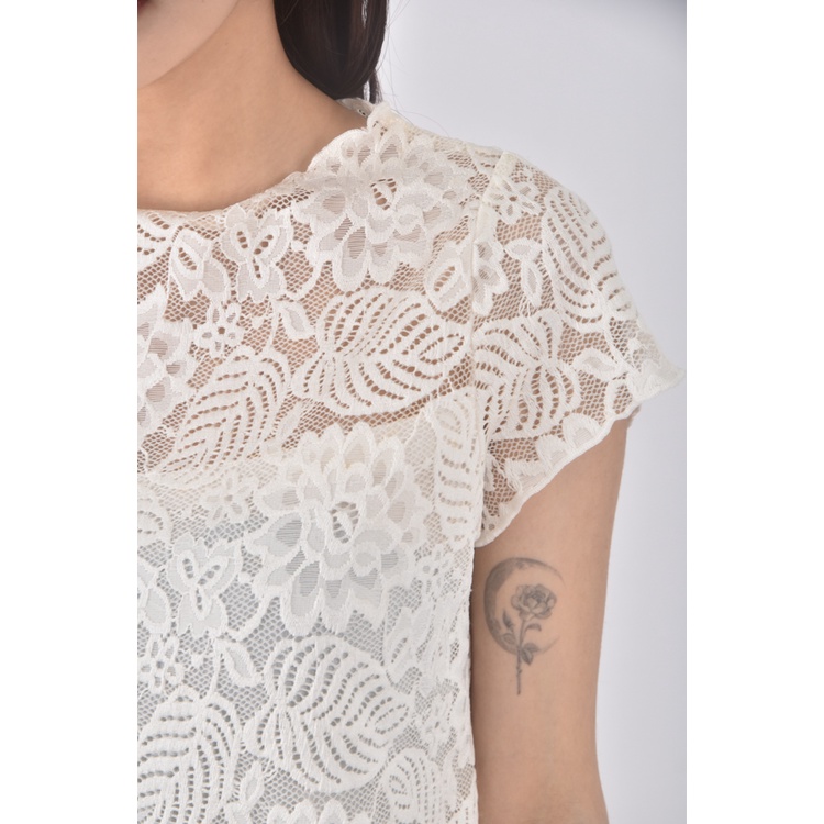 (M) leidisha蕾絲白色短袖上衣二手衣, , large