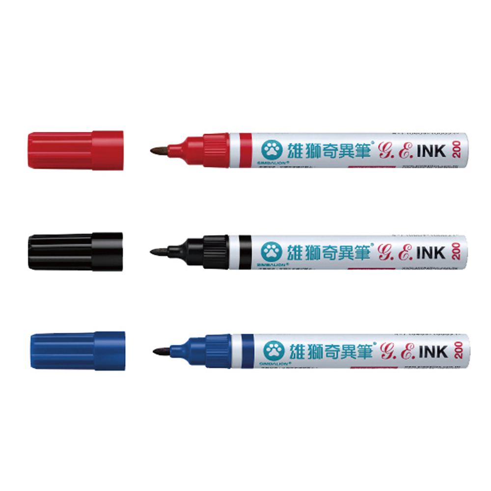 【SIMBALION 雄獅文具】油性 速乾 奇異筆 1.3mm 紅/黑/藍 24打/組 NO.200  -  黑, , large