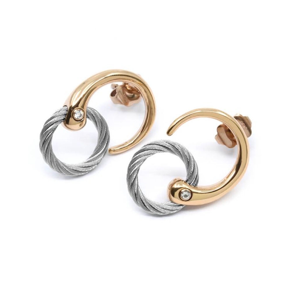 CHARRIOL 夏利豪 INFINITY ZEN 鋼索耳環 送禮推薦 03-102-1232-0, , large