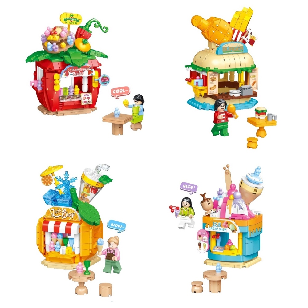  [Brick Republic]minGDi 0613 Gourmet Street Scene &ndash; Set of 4 (Educational Building Blocks), , large
