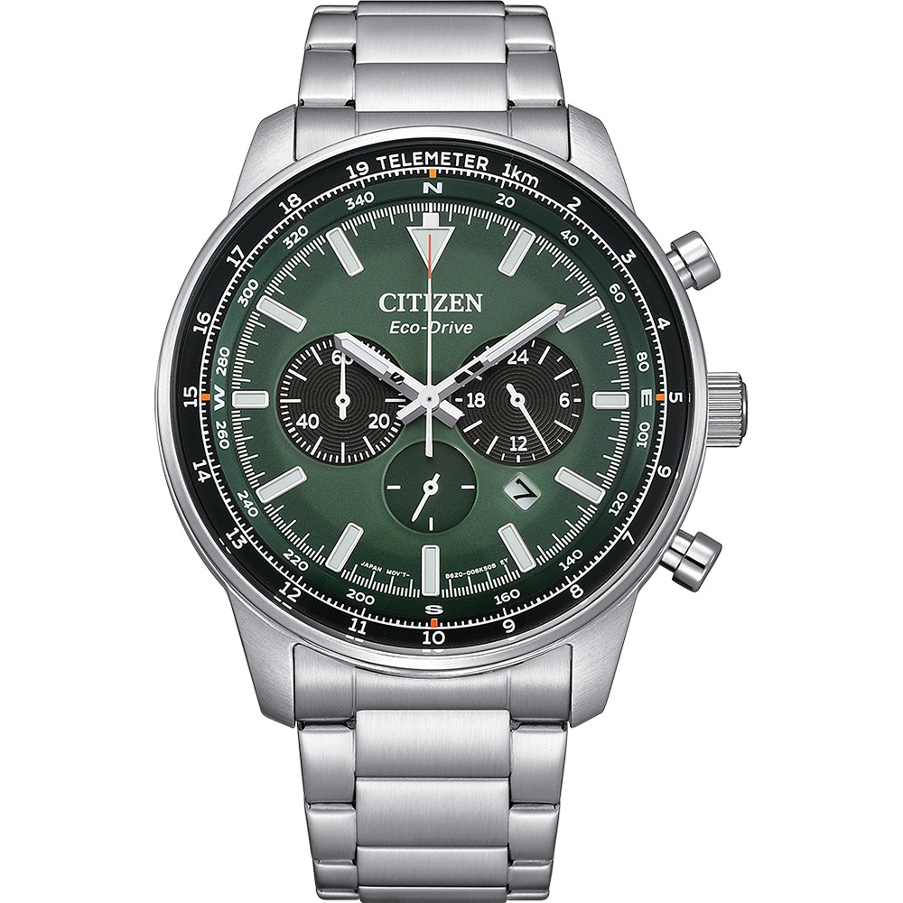CITIZEN 星辰 賽車風格光動能三眼計時手錶 CA4500-91X, , large