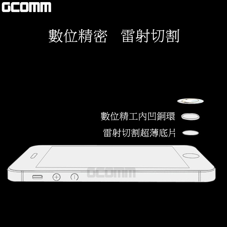 GCOMM Apple iPhone Home 支援指紋辨識 按鍵保護貼 白底金邊, , large