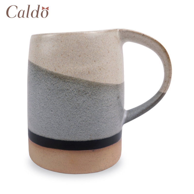 [ Caldo卡朵 ] 率性潑墨復古粗陶馬克杯 450ml-藍白, , large
