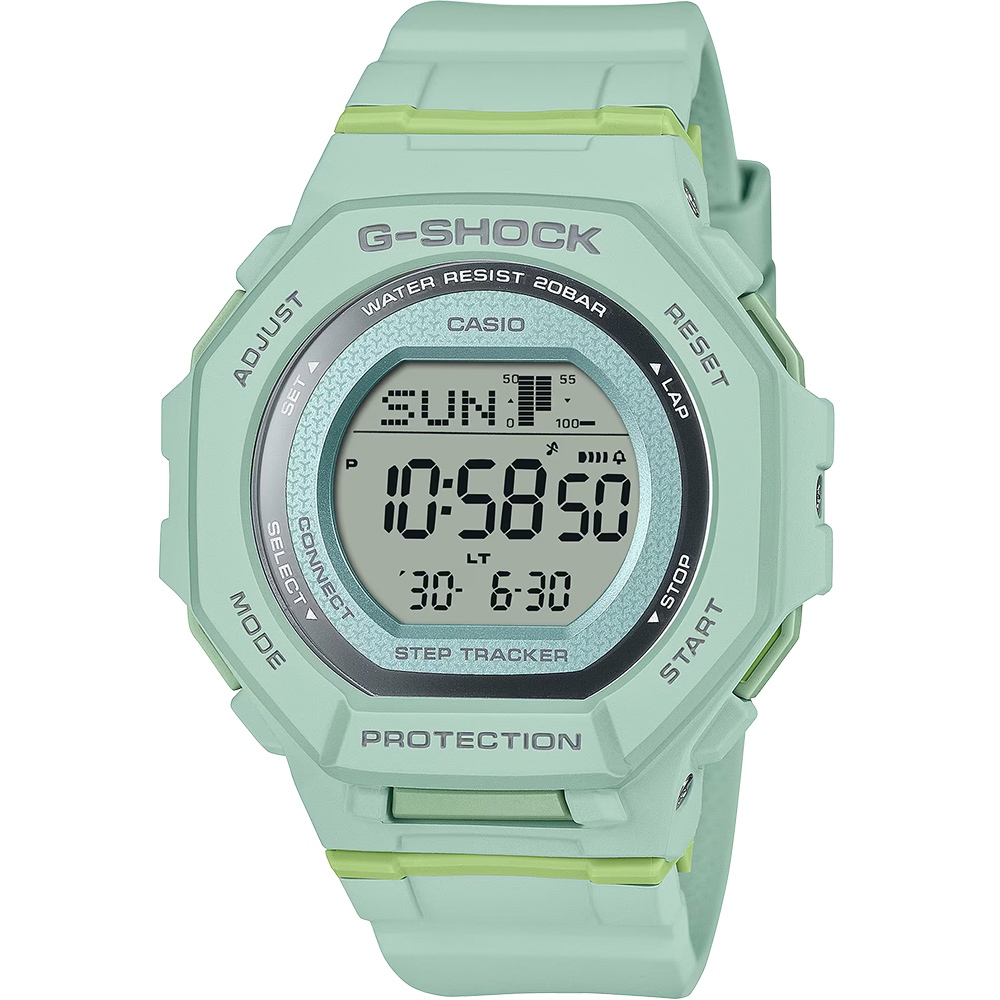CASIO 卡西歐 G-SHOCK 計步藍芽手錶 柔和色調女錶 GMD-B300-3, , large