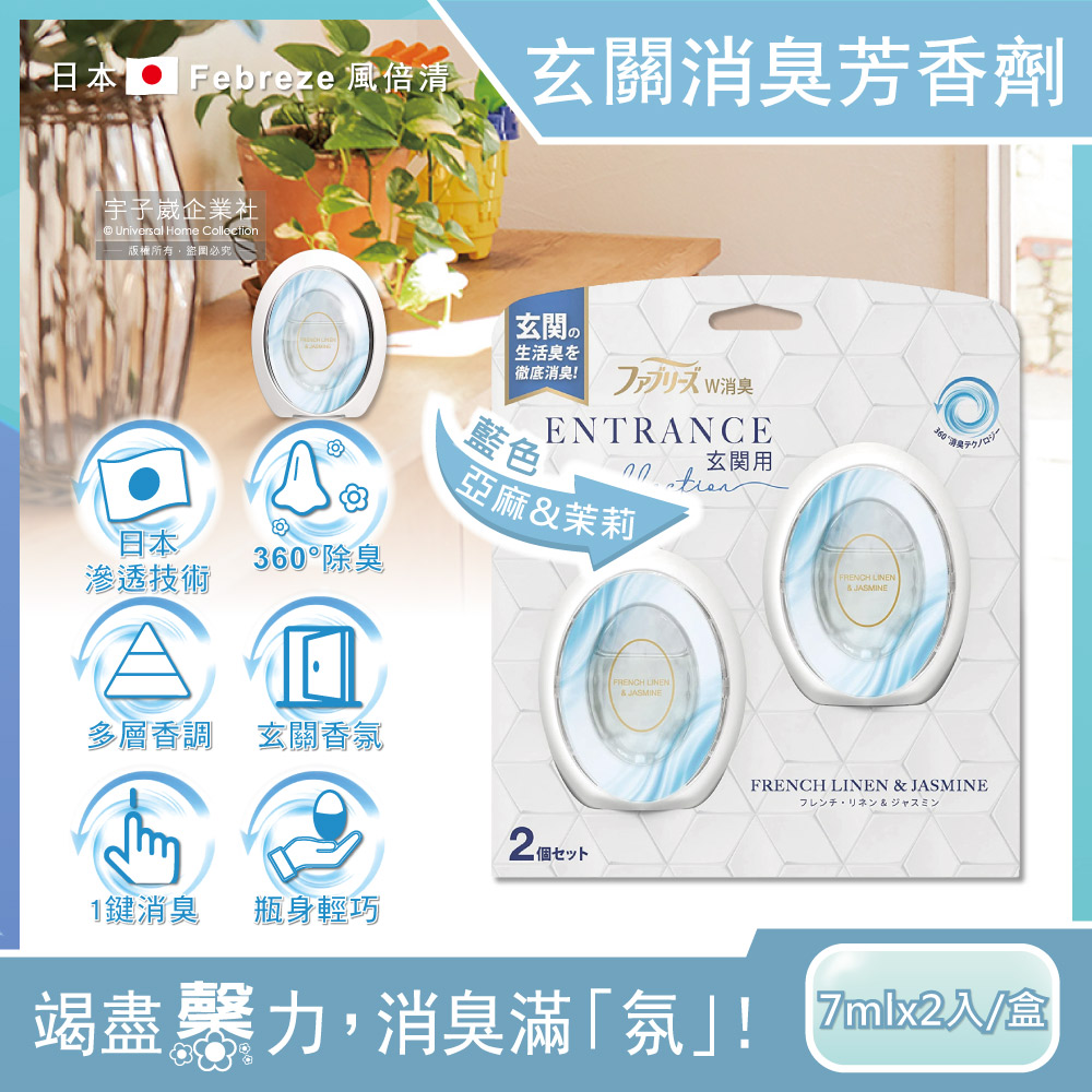 [日日好物]日本Febreze風倍清-玄關專用360°強效消臭防臭香氛W空氣芳香劑7mlx2入/盒(多款可選), , large