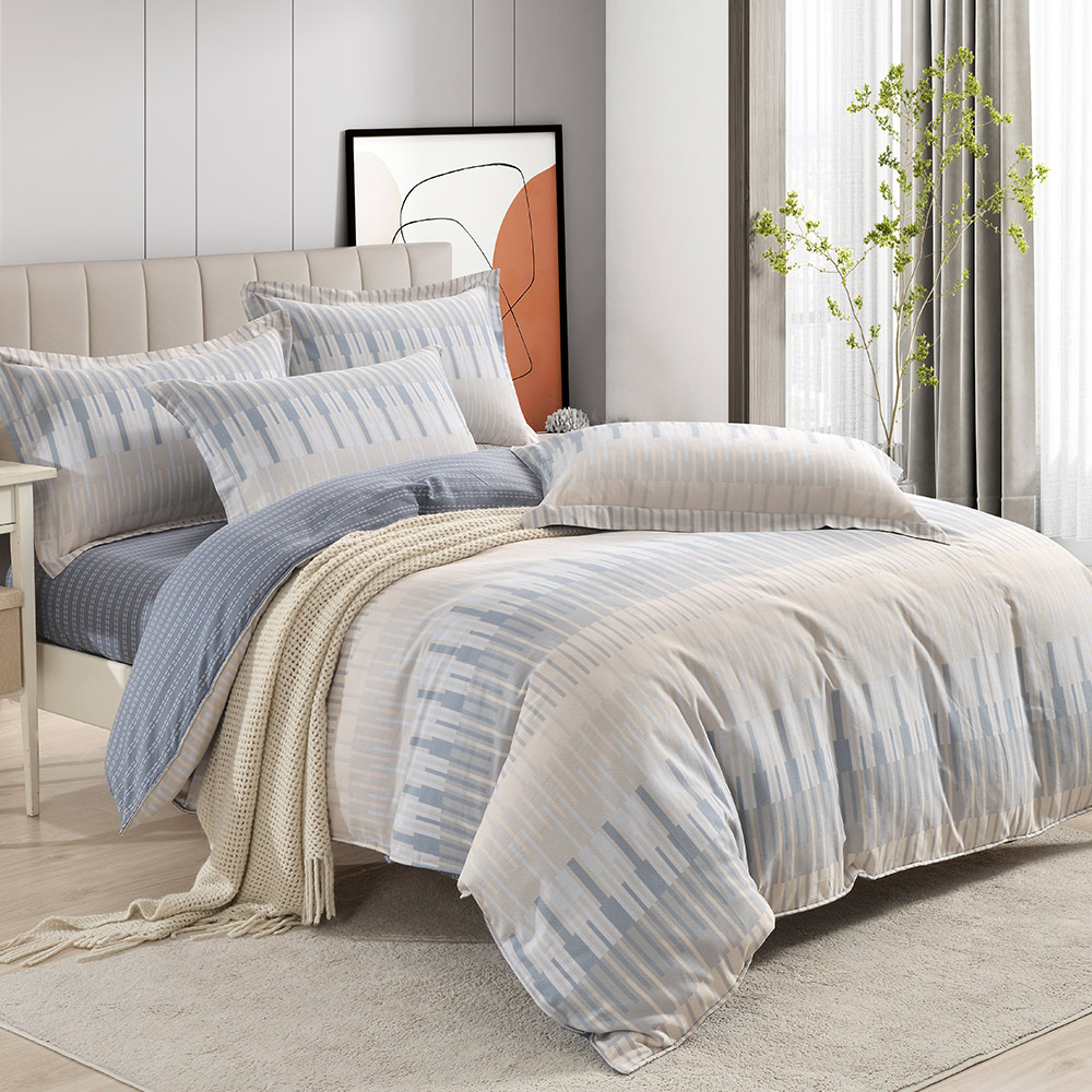 【Betrise】Time is Long | Environmentally friendly printing and dyeing anti-mite antibacterial 100% combed cotton dual-purpose quilt bed sheet set - Large, , large