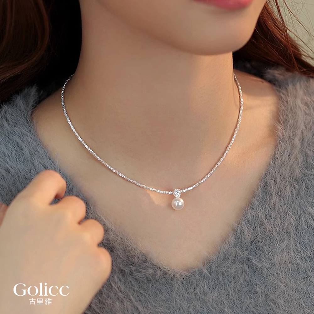 【Gulicc 】古莉可 項鍊 碎銀子單顆珍珠吊墜鎖骨鍊, , large