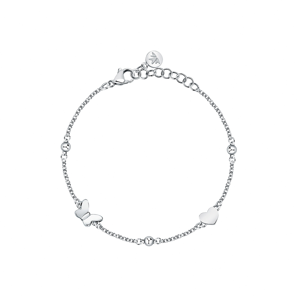 【快速出貨】MORELLATO TALISMANI系列 銀色不鏽鋼 蝴蝶之心手鍊 SAUN37, , large