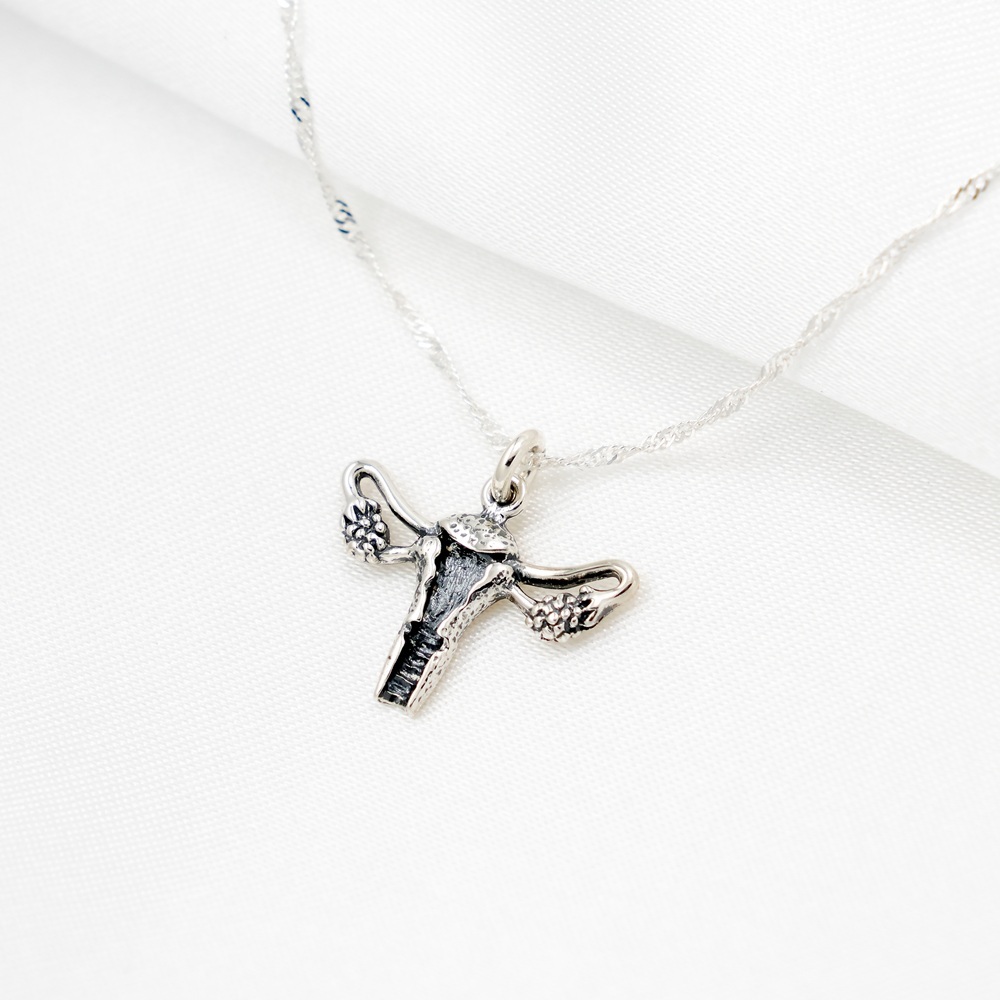 【Angel & Me】Uterus S925 Sterling Silver Organ Necklace Feminine Power Mother Day, , large
