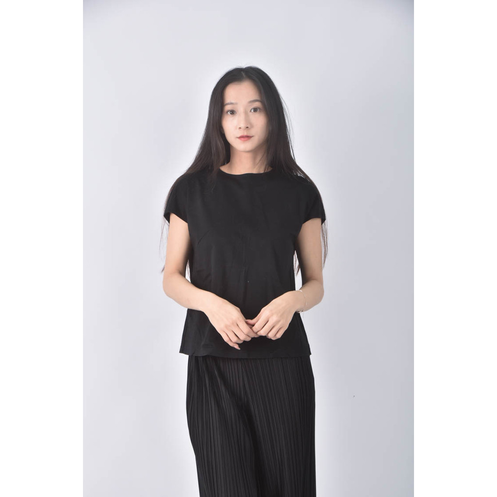 (L) theory luxe寬鬆黑色短袖上衣二手衣, , large